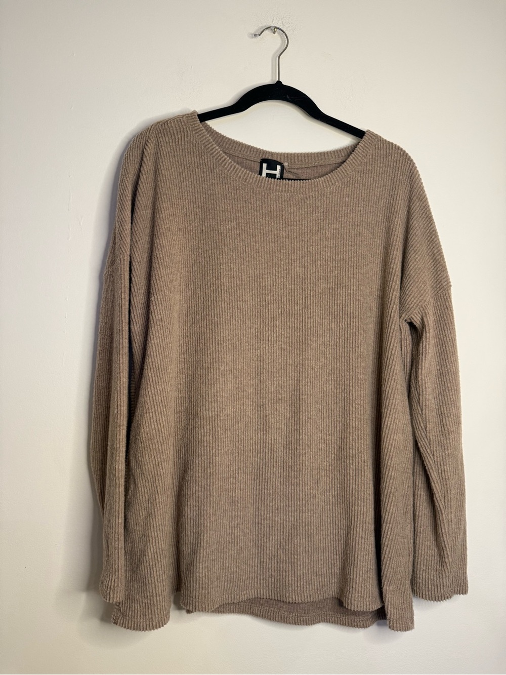Bordeaux Taupe Ribbed Crewneck Sweater